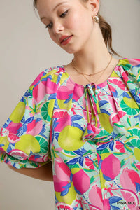 Fruit Print A-Line Dress