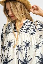 Load image into Gallery viewer, Navy Palm Print Ruffle Hem Tunic Dress
