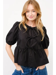 Black Bow Blouse