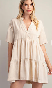 Tan Tiered Mini Dress