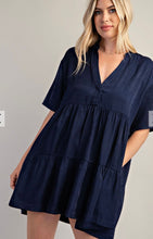 Load image into Gallery viewer, Navy Tiered Mini Dress
