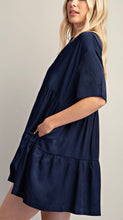 Load image into Gallery viewer, Navy Tiered Mini Dress
