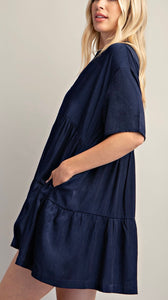 Navy Tiered Mini Dress