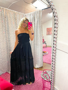 Strapless Lace Maxi Dress