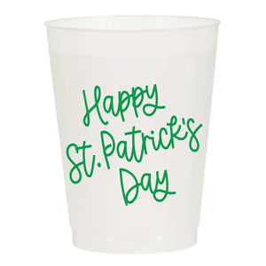 Happy St. Patrick's Day Green Frosted Cups- 6 Pack