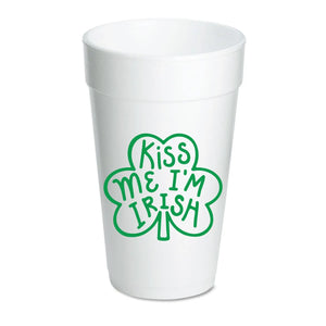 Kiss Me Im Irish Clover Foam Cups 10 pack