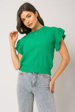 Load image into Gallery viewer, Kelley Green Flutter Sleeve Top
