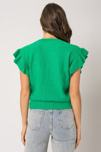 Load image into Gallery viewer, Kelley Green Flutter Sleeve Top
