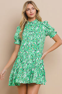 Green Floral Button Down Dress