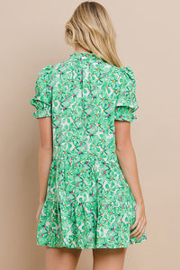 Green Floral Button Down Dress