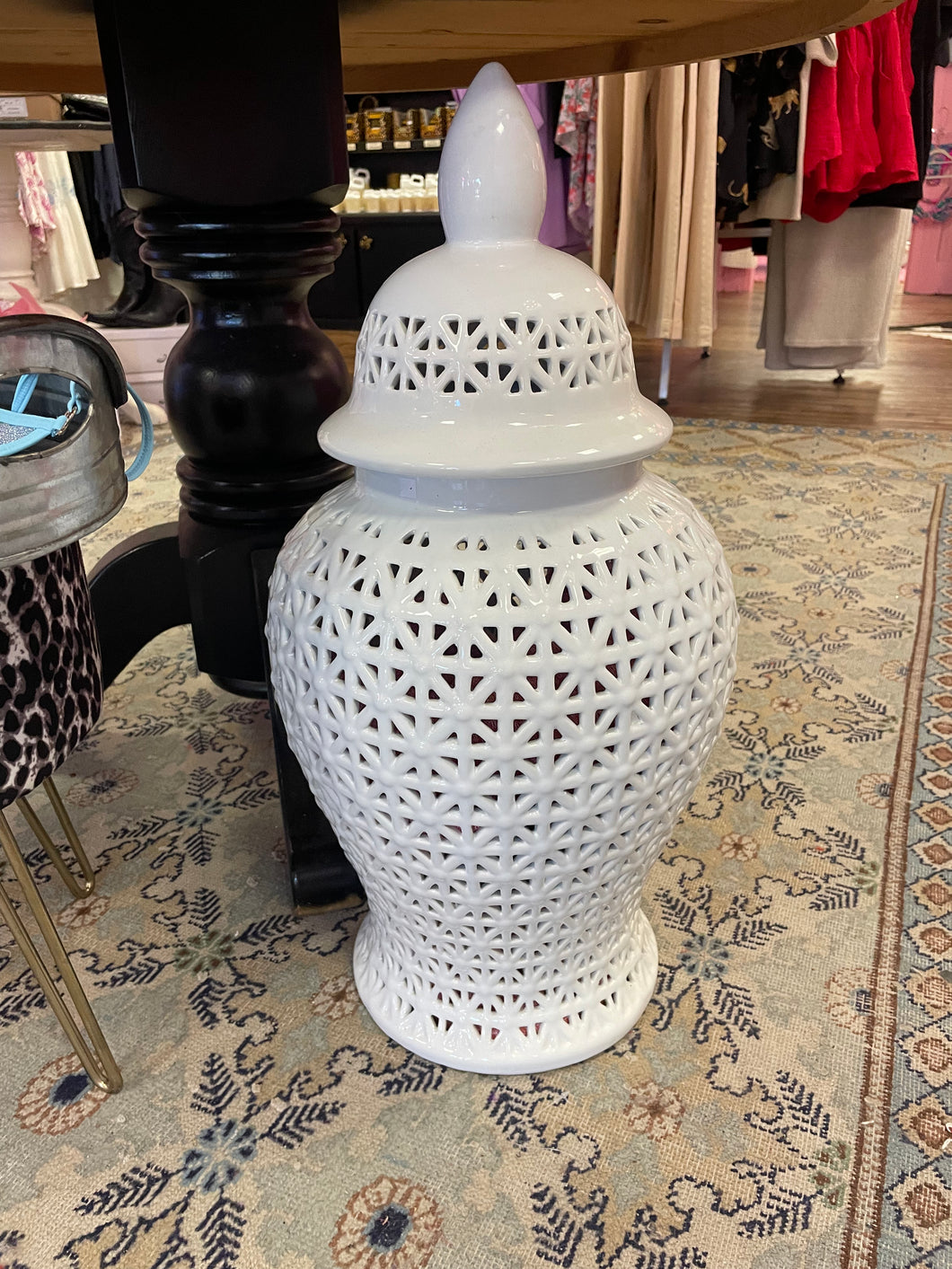 Huge White Textured Ginger Vase