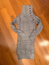 Load image into Gallery viewer, Cable Knit Sweater Dress with Adjustable Turtle Neck
