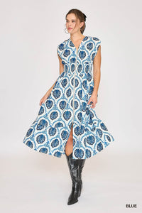 Abstract Print Midi Dress