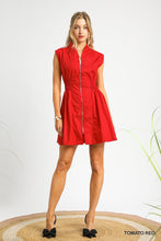 Load image into Gallery viewer, Zip Front Cinched Waist Red Mini

