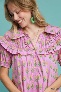 Ruffled Floral Mini Dress