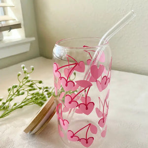 Glass Cup with Lid and Straw