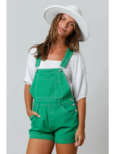 Load image into Gallery viewer, Green Denim Short Overalls
