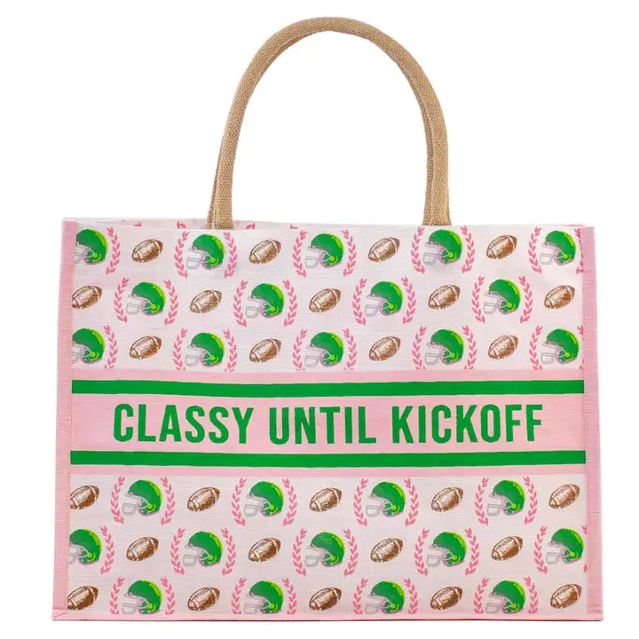 Classy Until Kickoff Juco Tote Pink/Multi 19x14x7.5
