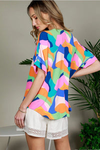 Colorful, Fun Geo Print Top