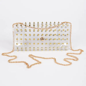 Spike Studded Clear Clutch