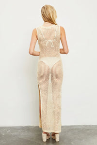 Fishnet Maxi Dress/Cover up in Natural