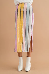 Sequin striped skirt
