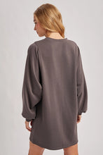Load image into Gallery viewer, Crew Neck Oversized Sweatshirt Dress with Pockets Ash
