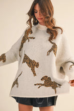Load image into Gallery viewer, Cheetah Print Oversized Mock Neck Sweater Top
