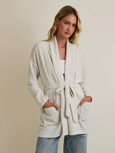 Long Sleeve Waist Tie Pocket Long Line Cardigan