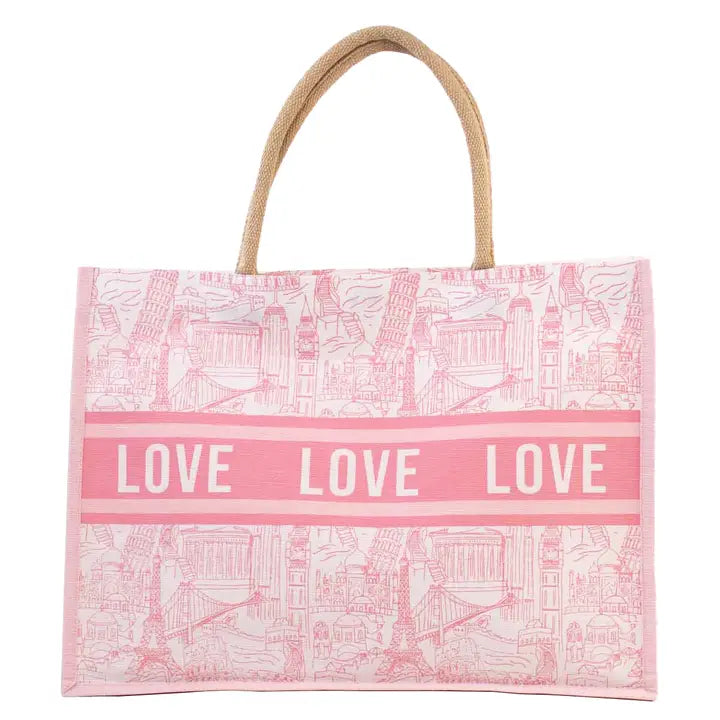 Large Love Jute Tote