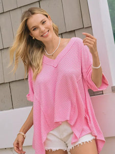 Dotted Jacquard Knit Short Sleeve Top