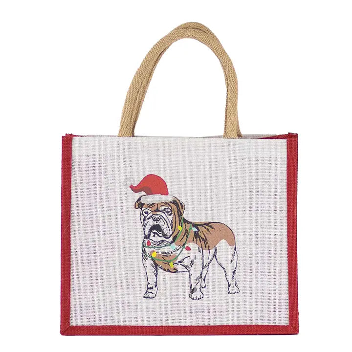 Christmas Bulldog Gift Tote