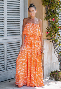 Tangerine Strapless Maxi Dress