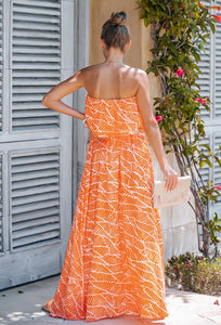 Tangerine Strapless Maxi Dress
