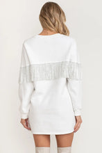 Load image into Gallery viewer, Rhinestone Fringe Long Sleeve Sweatshirt Dress

