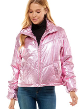 Load image into Gallery viewer, Metallic puffer Jacket
