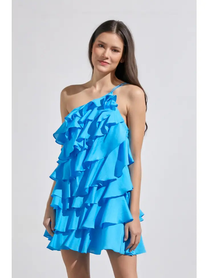 Ocean Blue Ruffle Dress