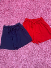 Load image into Gallery viewer, Navy or Red Tie Front Shorts

