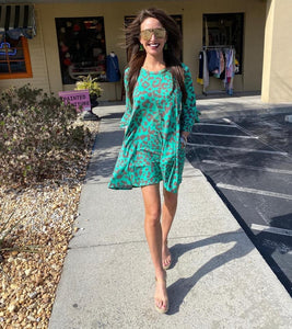 Green with Envy Leopard Print Dress