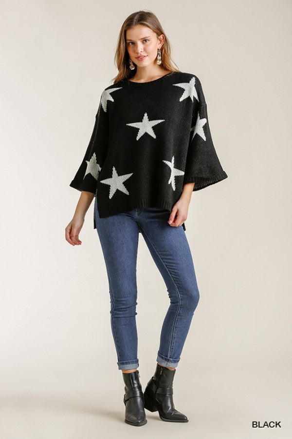 Star Pattern 3/4 Sweater