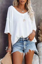 Load image into Gallery viewer, White waffle knit drop shoulder top
