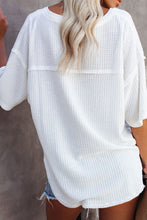 Load image into Gallery viewer, White waffle knit drop shoulder top
