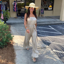 Load image into Gallery viewer, Gold Strapless Jumpsuit
