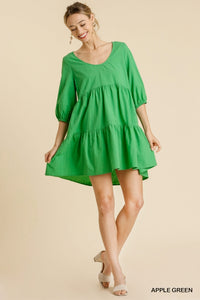 Umgee Tiered Baby Doll Dress with Back Criss Cross Detail