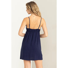 Load image into Gallery viewer, Linen Cami Mini Dress Navy Blue
